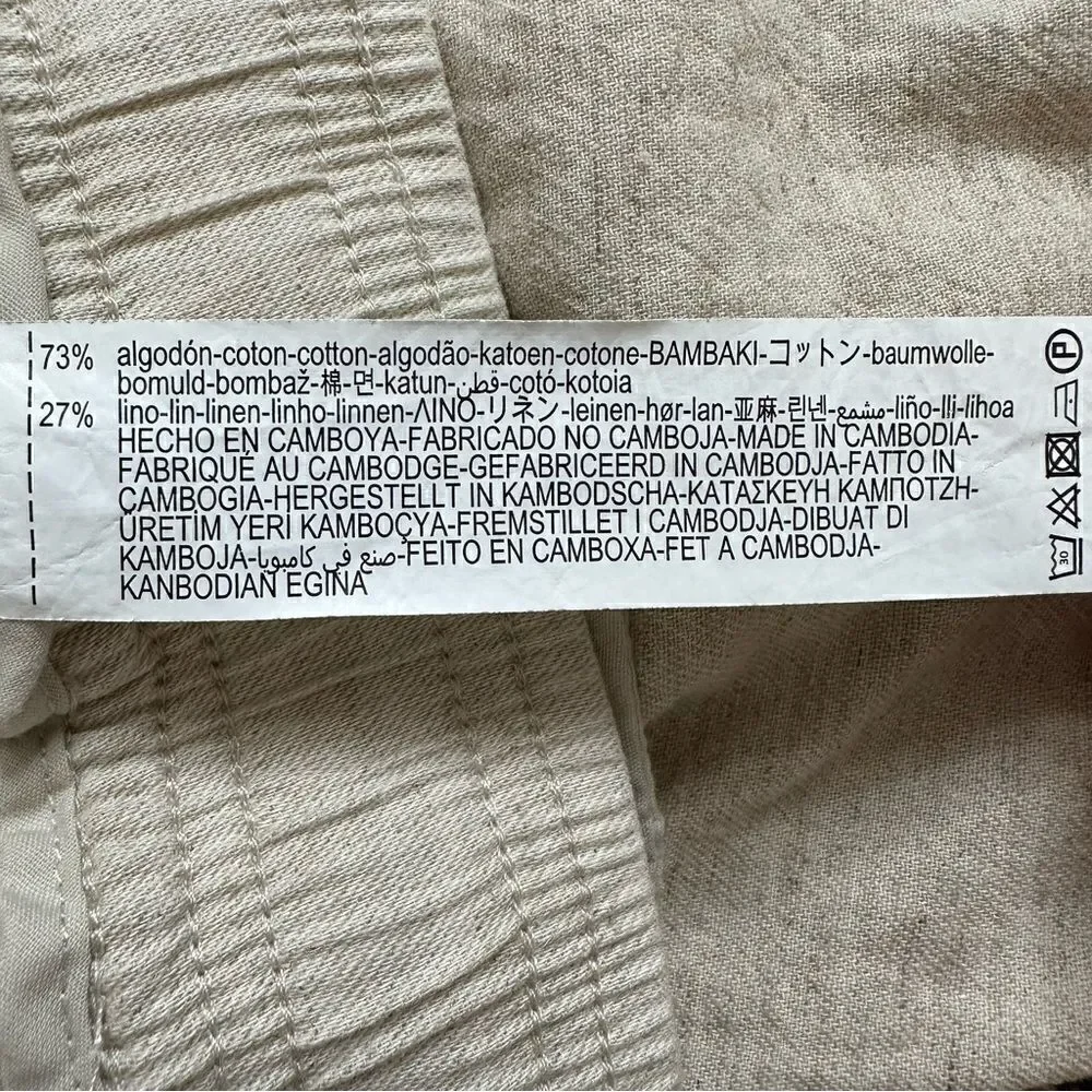 NWOT Zara Linen Blend Cream Pull On Women’s Pants, Sz Medium